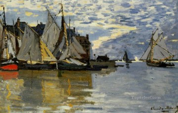 Dockscape Painting - Sailboats Claude Monetcirca